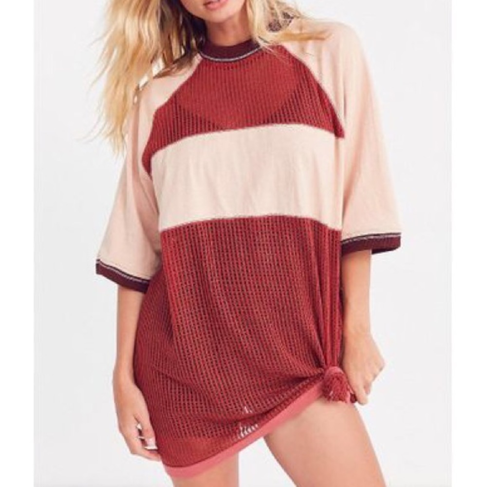 UO Silence + Noise Rook Mesh Oversized Tee